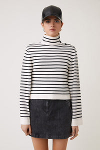 Piriac High Neck Sweater in Blanc/Casse