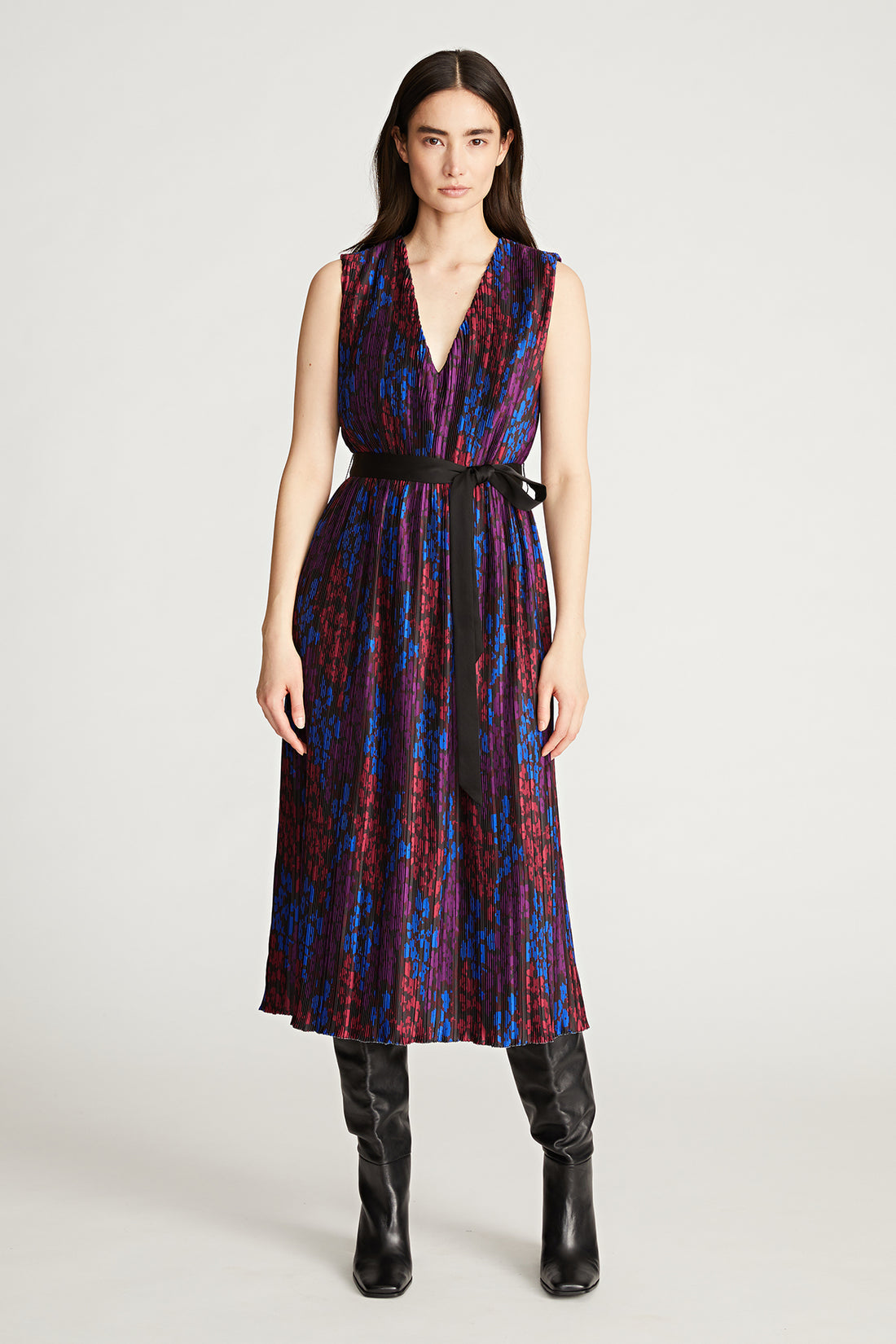 Bcbg rainbow pleated midi dress sale