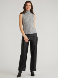 Kendall Cable Knit Vest in Smoke Grey