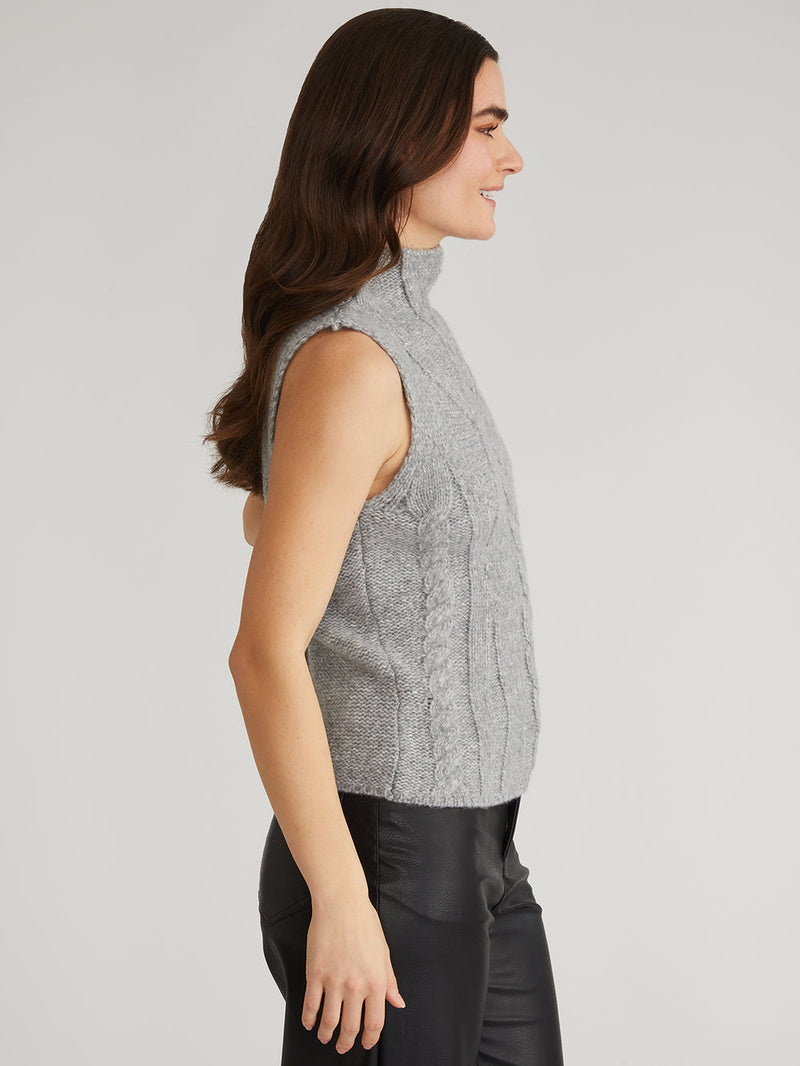 Kendall Cable Knit Vest in Smoke Grey