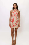 Baker Mini Dress in Color Block Print Plumeria