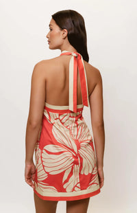 Baker Mini Dress in Color Block Print Plumeria