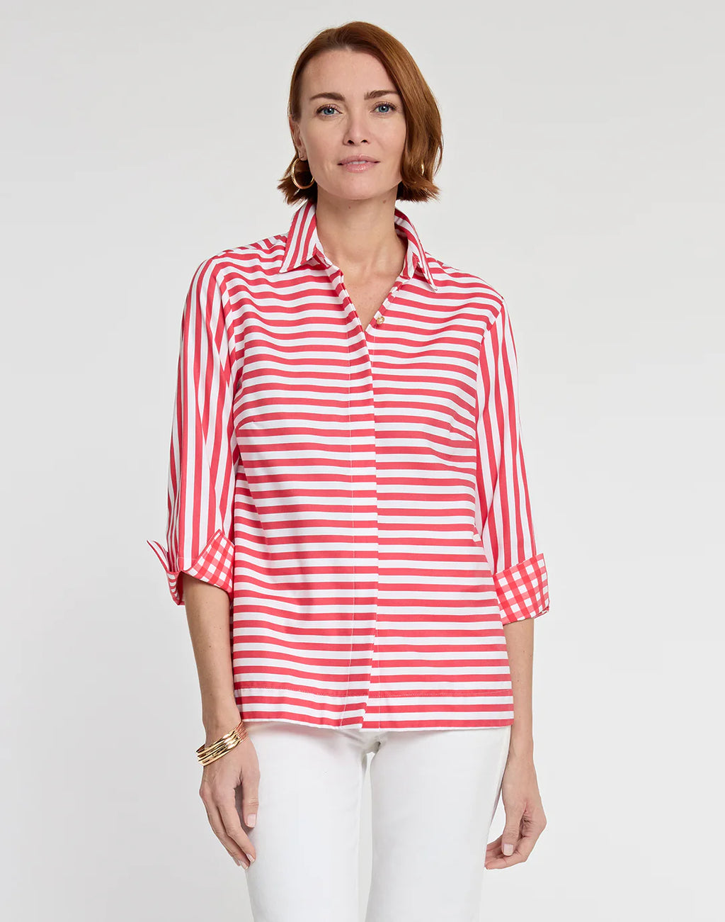 Hinson Wu 3/4 Sleeve Xena Blouse in Coral/White – Poppy's of Atlanta