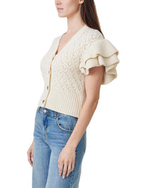 Ruffle Sleeve Cardigan in Birch