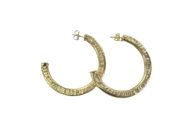 Arlene Hoop Earrings in Hammered Gold