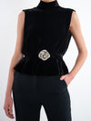 Fleur Velvet Top in Black