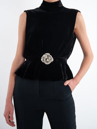 Fleur Velvet Top in Black