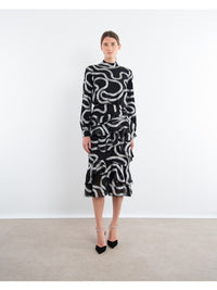 Isa Long Sleeve Ruffle Dress in Black/Silver *FINAL SALE*