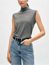 Cashmere Mockneck Tank Top in Graphite Heather