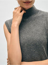 Cashmere Mockneck Tank Top in Graphite Heather