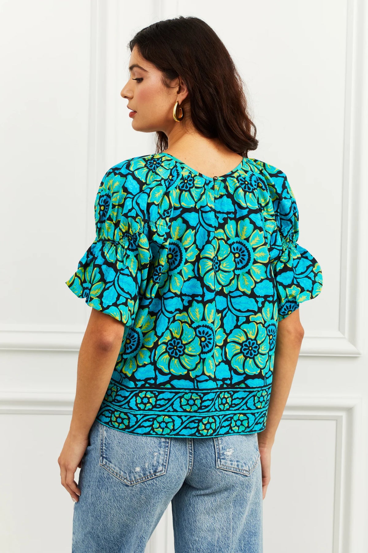 Maeve Top in Shania Turquoise Print