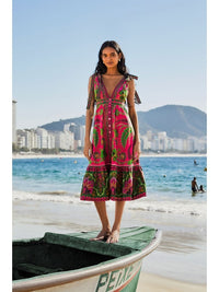 Ana Tapestry Midi Dress in Pink