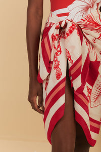 Floral Chains Sarong in Red