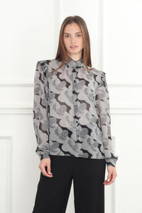 Abstract Floral Print Blouse in Black Print *FINAL SALE*