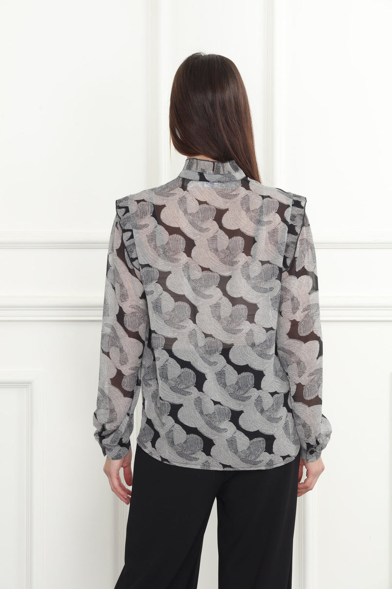 Abstract Floral Print Blouse in Black Print *FINAL SALE*