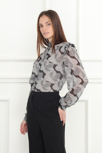 Abstract Floral Print Blouse in Black Print *FINAL SALE*