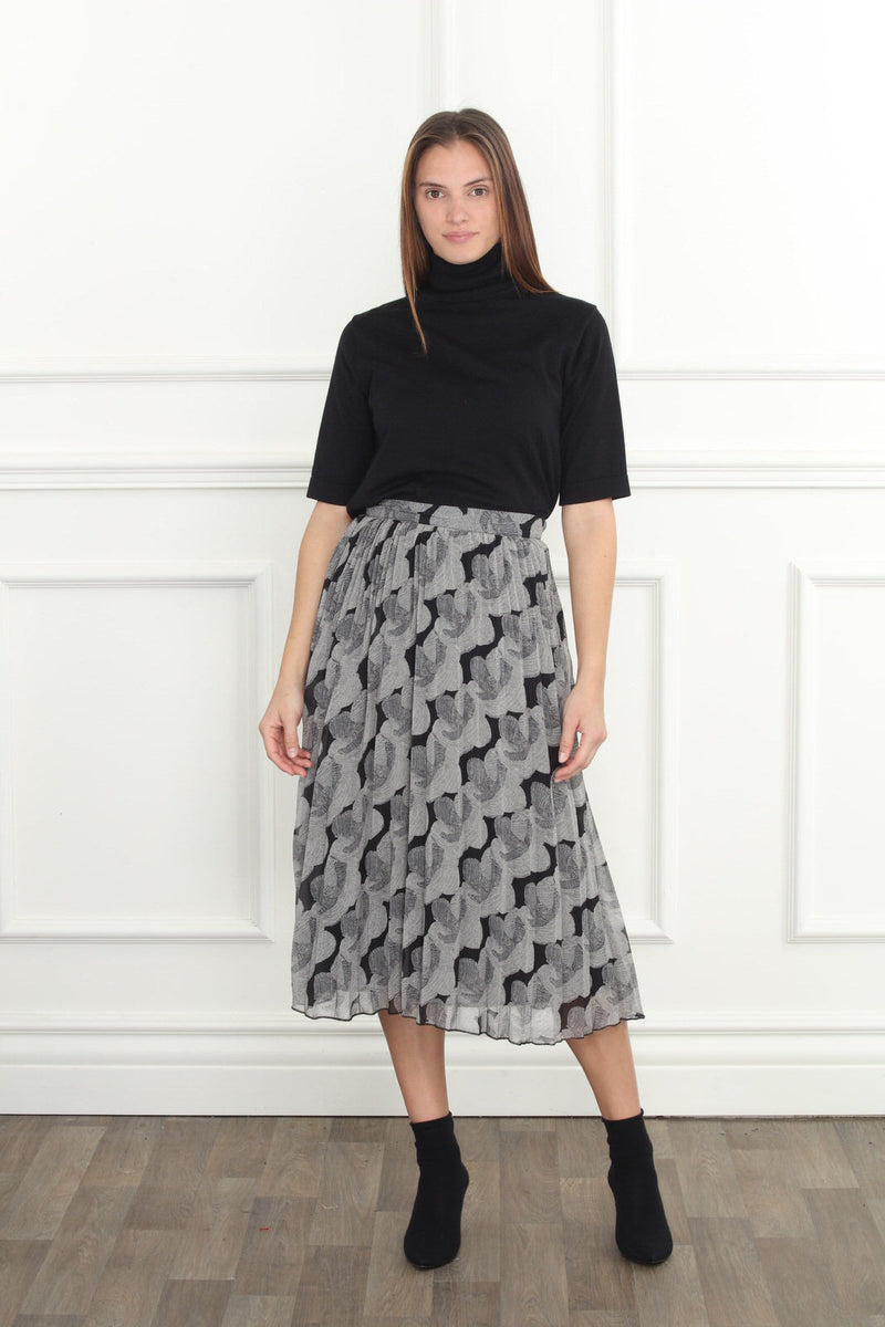 Abstract Floral Print Skirt in Black Print *FINAL SALE*