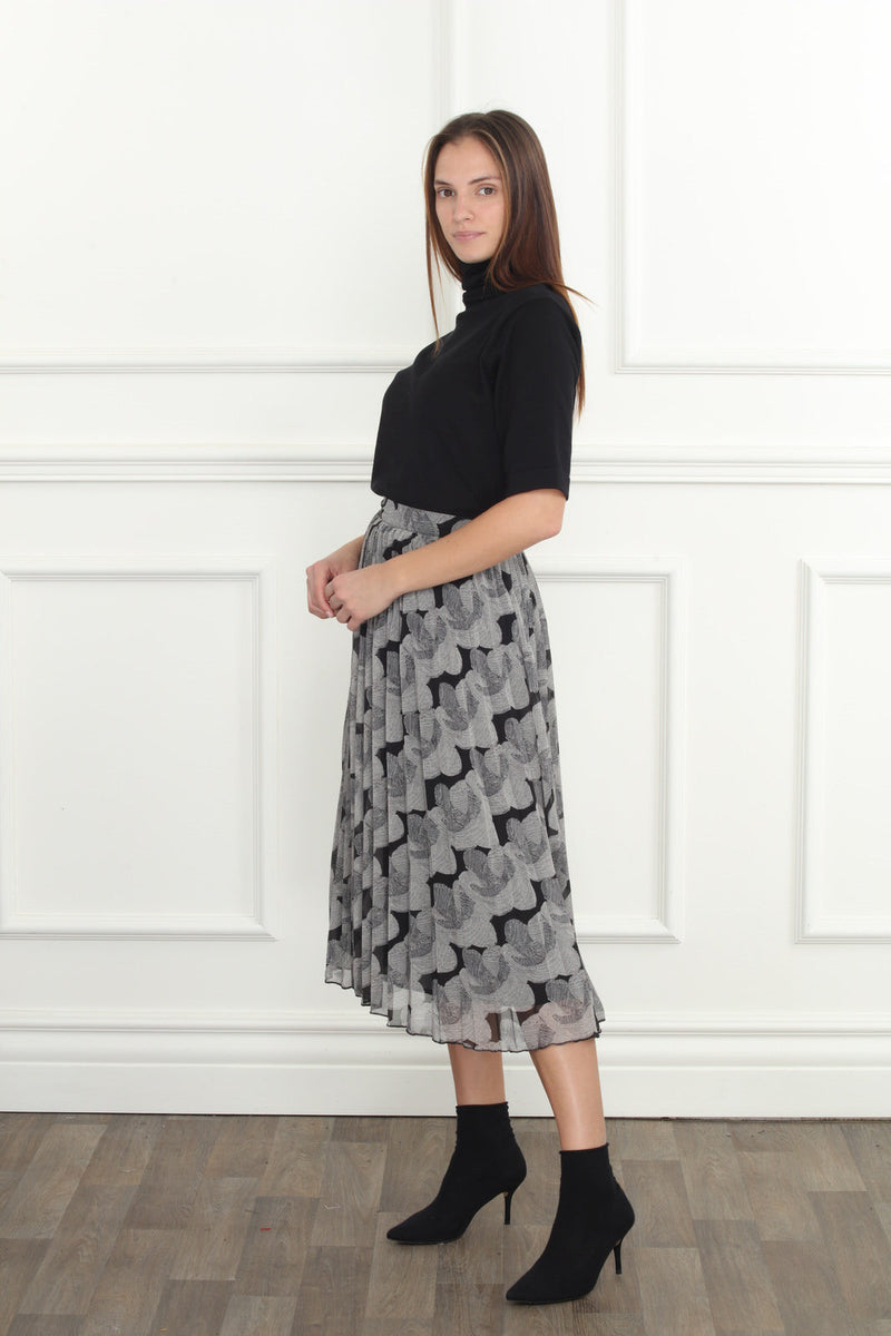 Abstract Floral Print Skirt in Black Print *FINAL SALE*