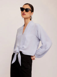 Capri Tie Blouse in Sky Blue