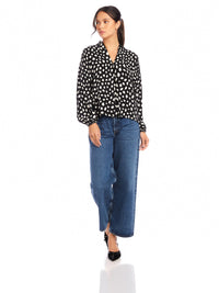 Kieran Blouson Sleeve Blouse in Dot Print