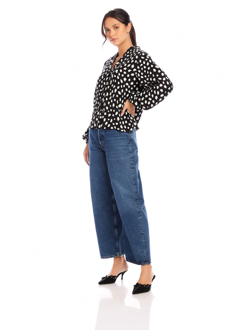 Kieran Blouson Sleeve Blouse in Dot Print