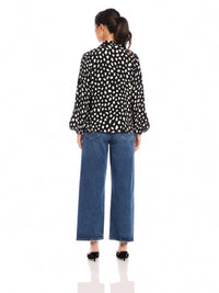 Kieran Blouson Sleeve Blouse in Dot Print