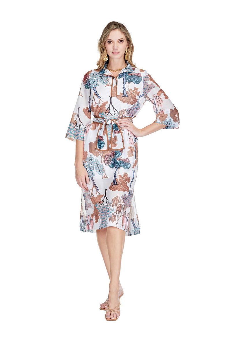 Tie Waist Midi Dress in Mirrored Harvest