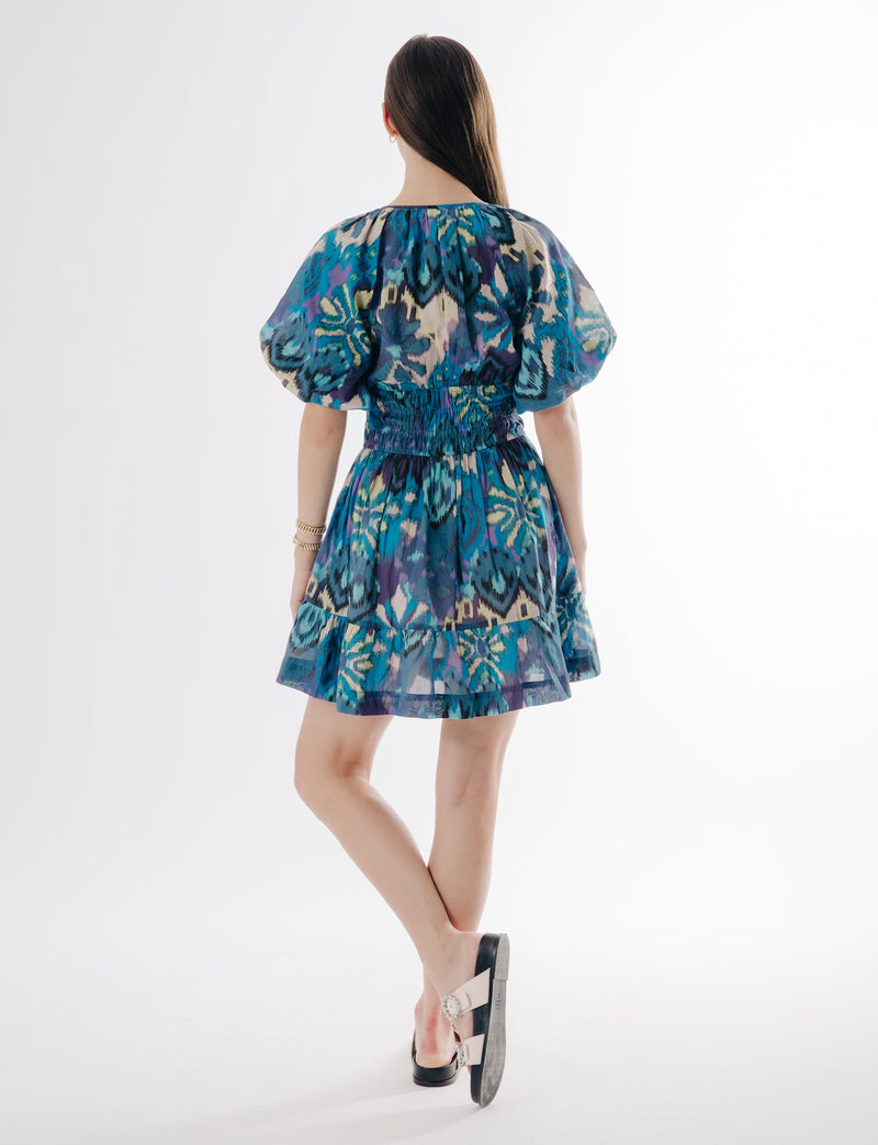 Elida Dress in Symphonic Ikat Print