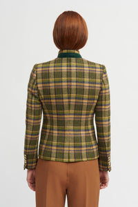 Vetones Blazer Jacket in Dark Green Plaid