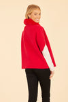 Faux Fur Collar Knit Cardigan in Red