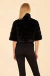 Faux Fur Paneled Cropped Jacket in Black