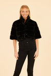 Faux Fur Paneled Cropped Jacket in Black