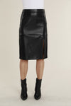 Vegan Leather Pencil Skirt with Slit in Black