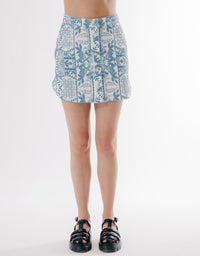 Caspian Skirt in Ivory/Blue