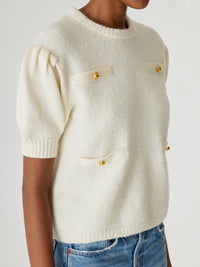 Boucle Texture Lady Knit Pullover in Cream