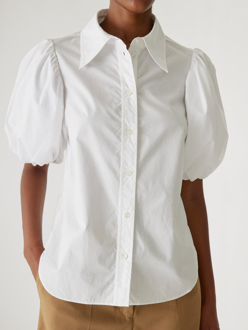 Puff Sleeve Button Down Shirt in Milk *FINAL SALE*