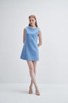 Cashmere Crystal Trim Dress in Blue