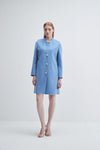 Crystal Button Lady Coat in Blue