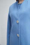 Crystal Button Lady Coat in Blue