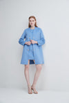 Crystal Button Lady Coat in Blue