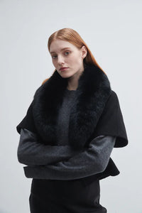 Fur Collar Jacket in Black