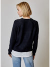 Long Sleeve Crew Neck Twofer Sweater in Black