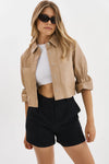 Carolina Ruffle Sleeve Jacket in Beige