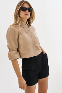 Carolina Ruffle Sleeve Jacket in Beige