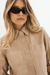 Carolina Ruffle Sleeve Jacket in Beige