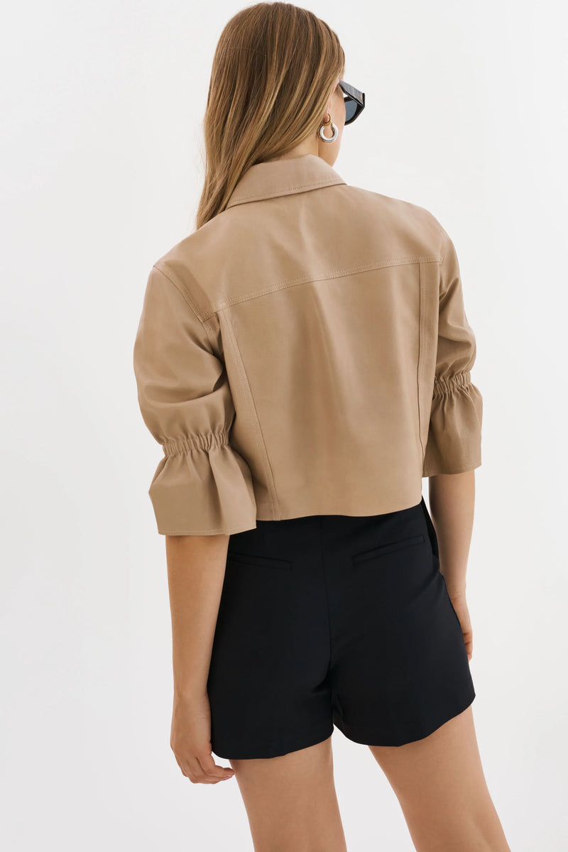 Carolina Ruffle Sleeve Jacket in Beige