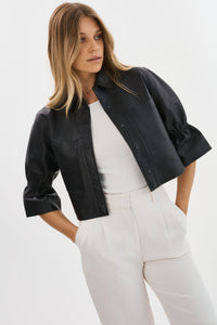 Carolina Ruffle Sleeve Jacket in Black