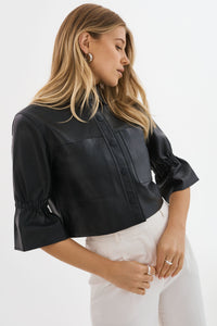 Carolina Ruffle Sleeve Jacket in Black