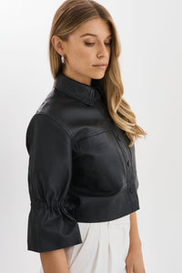 Carolina Ruffle Sleeve Jacket in Black