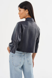 Carolina Ruffle Sleeve Jacket in Navy